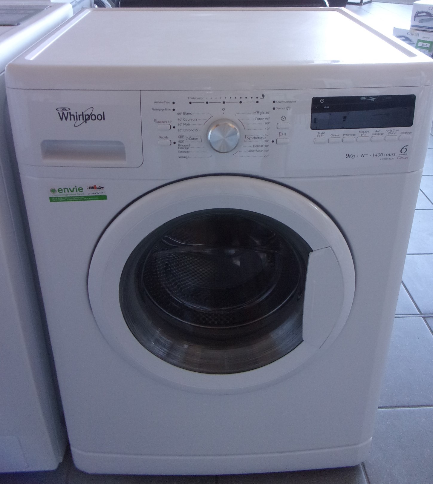 Lave Linge Hublot WHIRLPOOL 9kg Envie Anjou